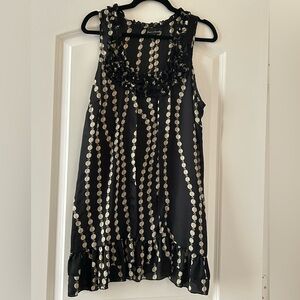 Pretty Good Black/Tan Women’s Sleeveless Tunic Blouse short light dress Sz L